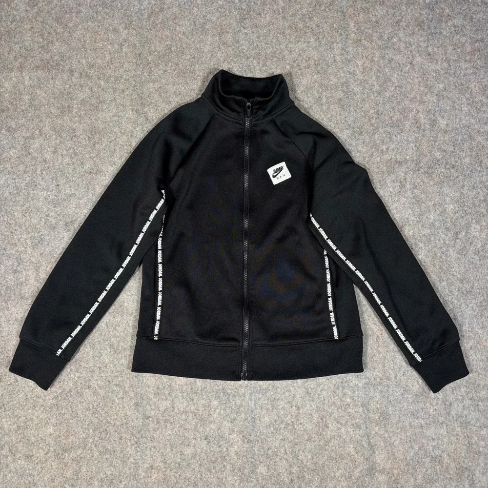 Jordan Track Jacket Boys Medium Black Jumpman Taped Sleeve Full Zip A291-023